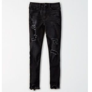 AE super high waisted ripped black jeggings. 14.